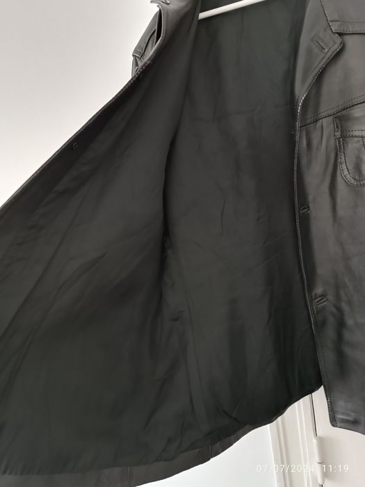 Casaco vintage em pele preta L/XL 52