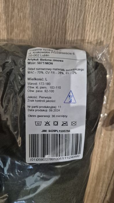 Bielizna zimowa Wzór: 507T/MON