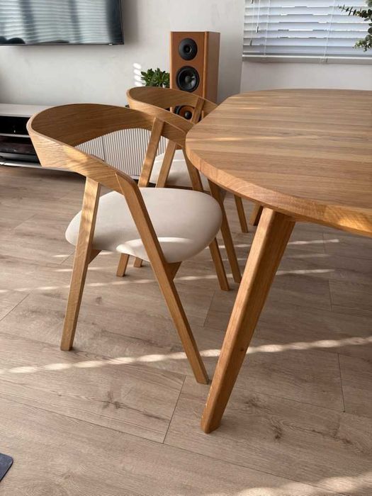 Stół okrągły dębowy rozkładany ( lity dąb) LOFT