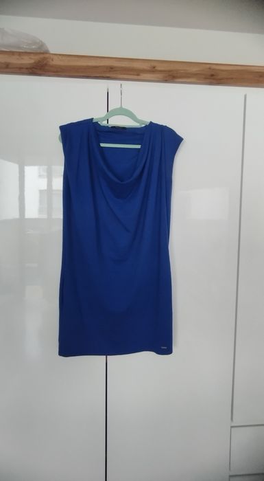 Mohito kobaltowa chabrowa sukienka lejący dekolt L XL 40 42