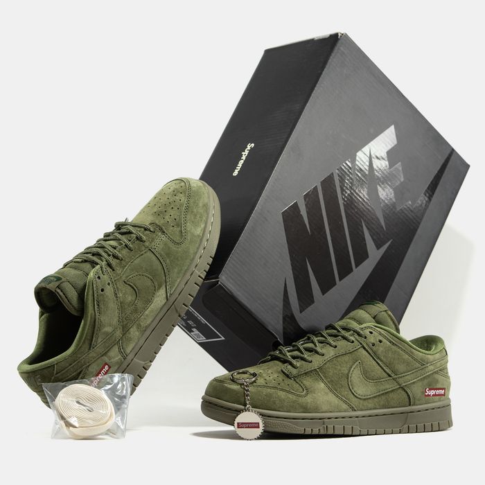 Кросівки КроссовкиNike SB Dunk Low x Supreme khaki Green Зелёный Зелений Хаки Хакі Кросовки повсякденні