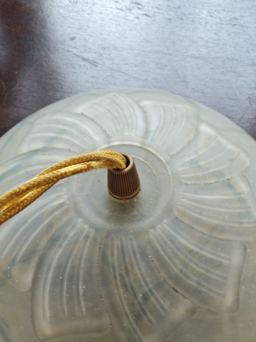 Candeeiro teto vintage vidro, latão e cordame