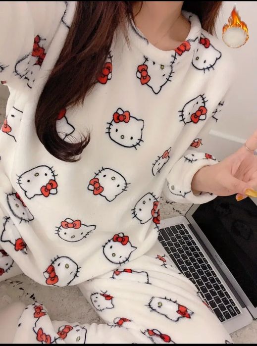 Піжама плюшева Hello kitty,рожева,чорна, біла