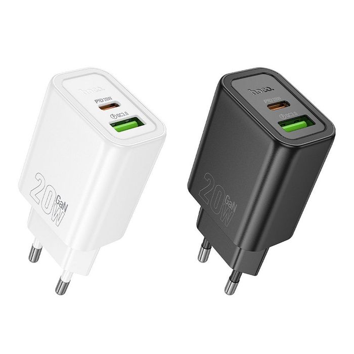 Ładowarka sieciowa do telefonu Hoco USB A + USB C QC3.0 PD 3A 20W N61 czarna