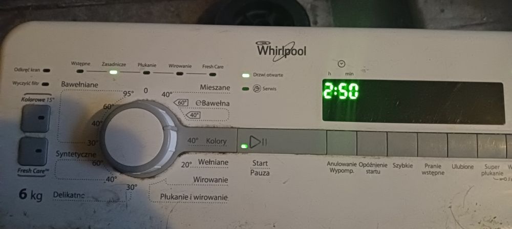 Pralka Whirlpool- panel sterowania