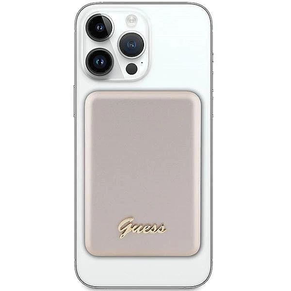 Powerbank indukcyjny Guess MagSafe Metal Script Logo 15W 5000mAh - zło