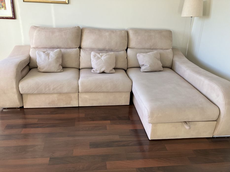 Sofá de canto direito 4/5 lugares bege OKSofás