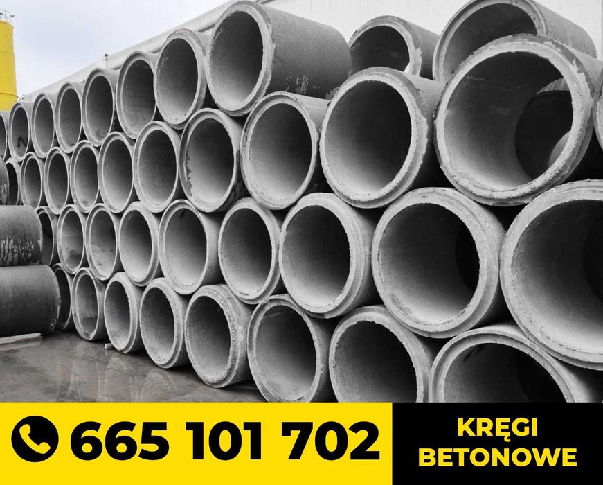 Kręgi betonowe, studnie, przepusty drogowe, zakończenie przepustu