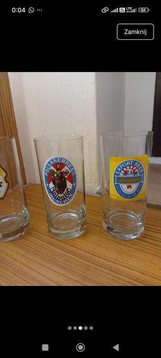 Wysokie szklanki, kufle z logami firm piwowarskich vintage