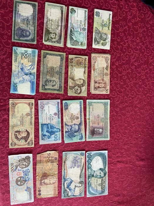 Coleção de notas antigas, 17 notas diferentes Total de 94