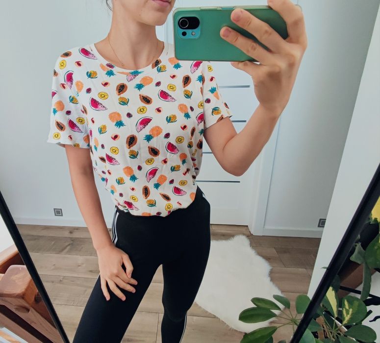 Bluzeczka t-shirt biały owocki Tu