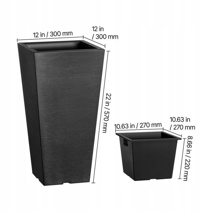 Doniczka VEVOR zestaw 2 szt duża 570 mm nowoczesny design mocny system
