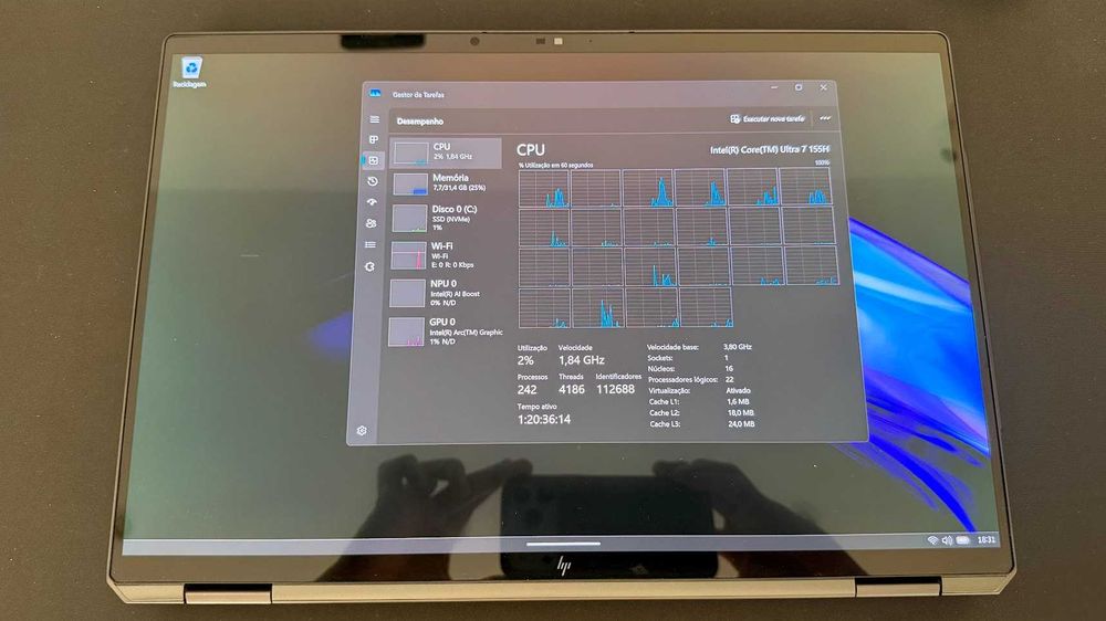 Portátil HP Spectre x360 2-in-1 16-aa0175ng - 16" 2.8k OLED Touch 120Hz, Intel Core Ultra 7-155H, 32GB RAM, 1TB SSD, Windows 11. Touch + Caneta