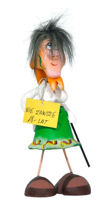 Figurka "Baba" Zabawna Ceramiczna Ozdoba 'NIE ZAWSZE 18-LAT' Urodziny