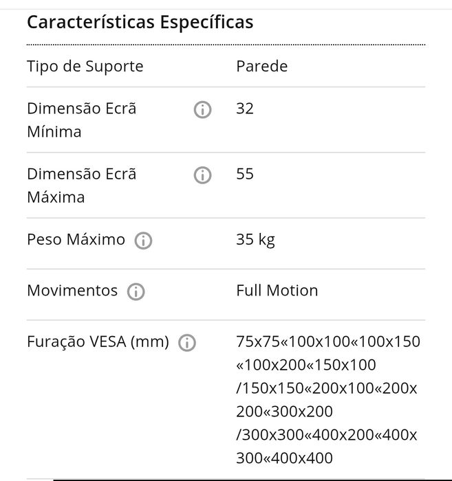 Suporte TV ajustável de 32"-55"