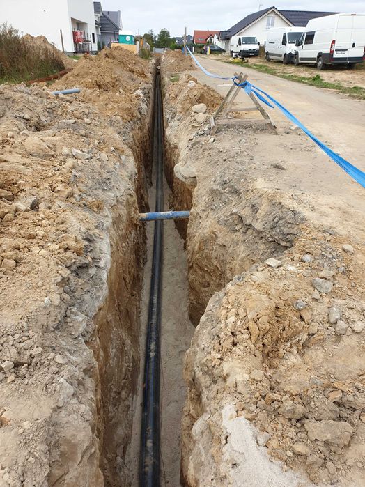 Sieci wodociągowe kanalizacyjne odwodnienia wykopy studnie przewierty