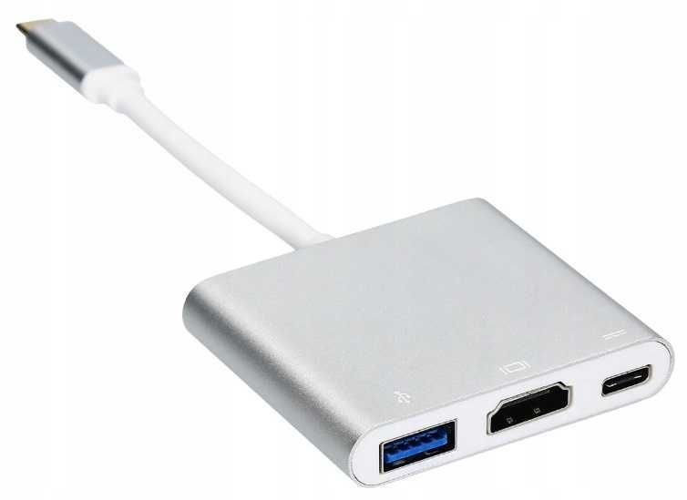 Adapter USB-C - HDMI+USB 3.0+PD 4K HUB Macbook 3w1
