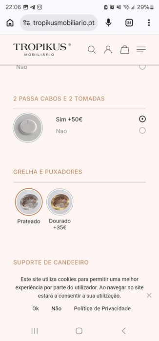 Mesa Tropikus unhas e aspiração