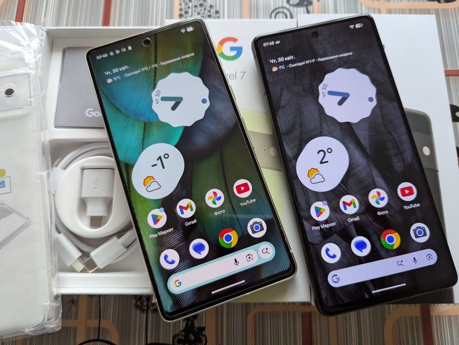 ІДЕАЛ Google Pixel 7 Lemongrass/Obsidian 8-128Gb/Neverlock/2-Sim/NFC/20-160 циклів/95-100%АКБ/Комплект/Можна на подарунок
