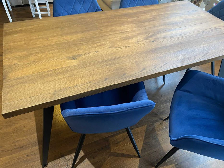 Dębowy stół 180x90cm – lite drewno, dąb heban