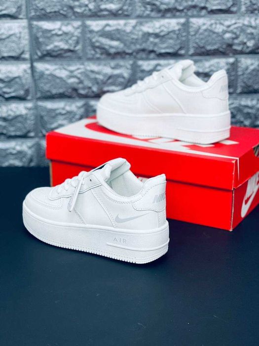 Форсы женские / Кожаные женские кроссовки / Nike Force 1 White / популярные красовки на лето кожа / найк форс женские / топ цена