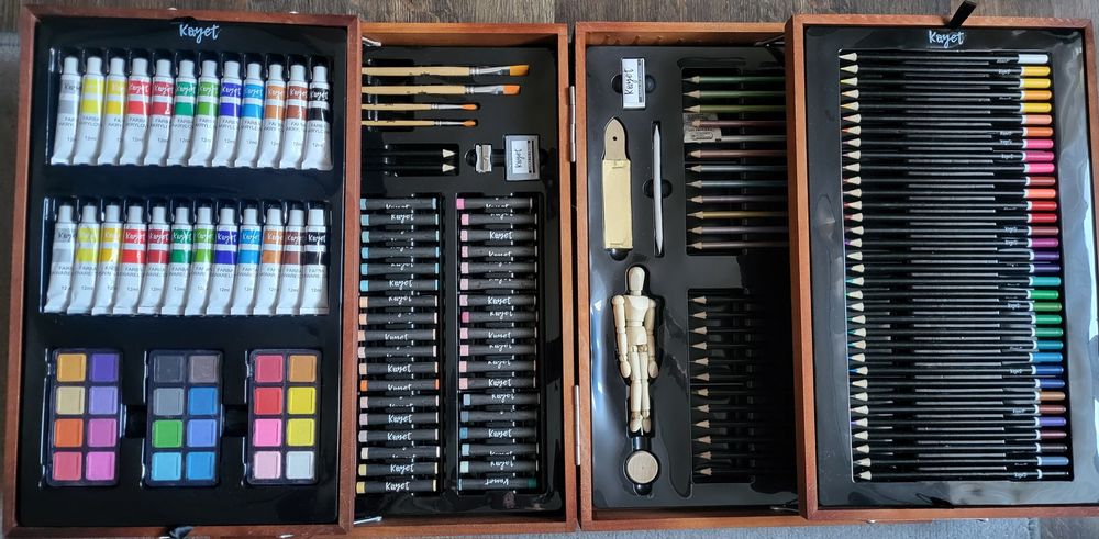 Nowy Zestaw małego artysty KAYET 180elem.Dla dzieci Kredki Farby