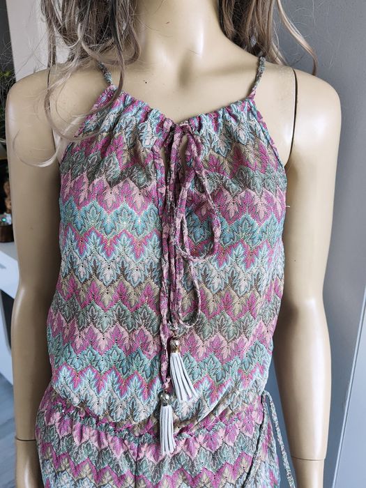 Letnie kombinezon damski na ramiączkach z szerokimi nogawkami 36