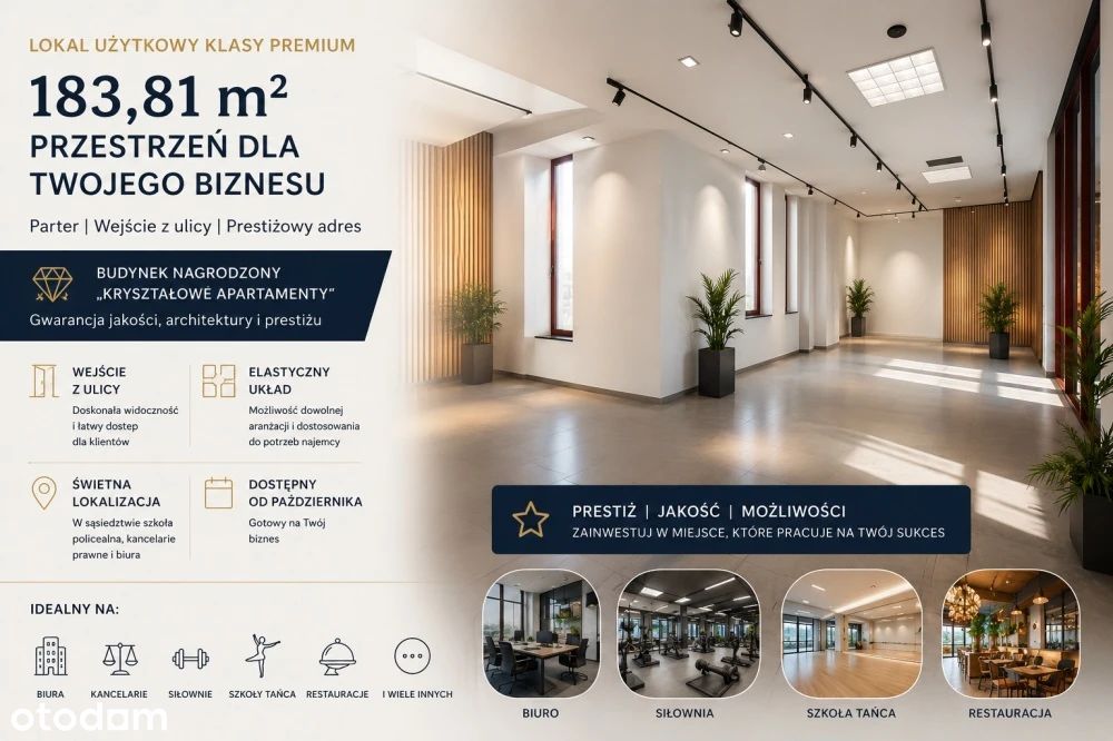 Prestiżowy Lokal Użytkowy 183,81 M² | Parter | Wejście Z Ulicy |