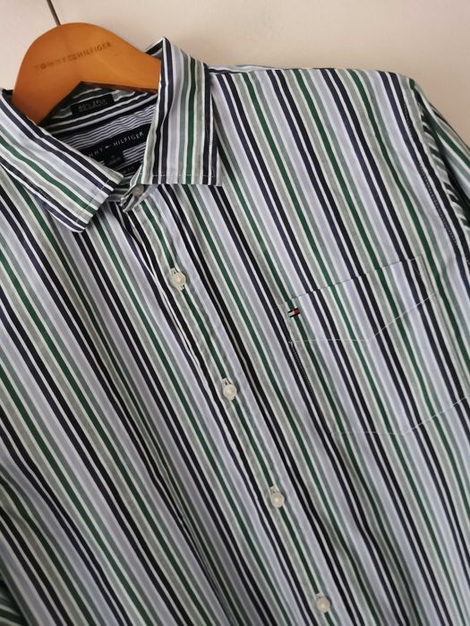 Tommy Hilfiger koszula męska w paski logowana ORYGINAŁ IDEAŁ M