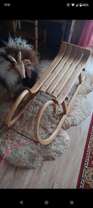 Sanki drewniane dębowe 90 cm super stan