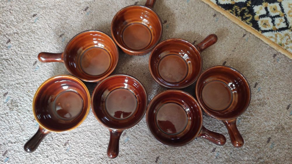 Miseczki ceramiczne do sosów z uchwytem Oryginalne PRL 7szt.