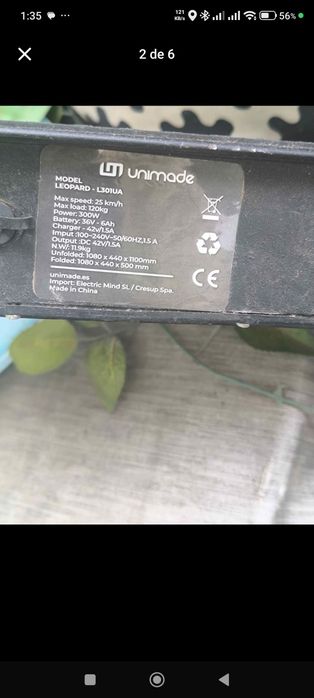 Trotinete Unimade Leopard L301UA para peças - com erro
