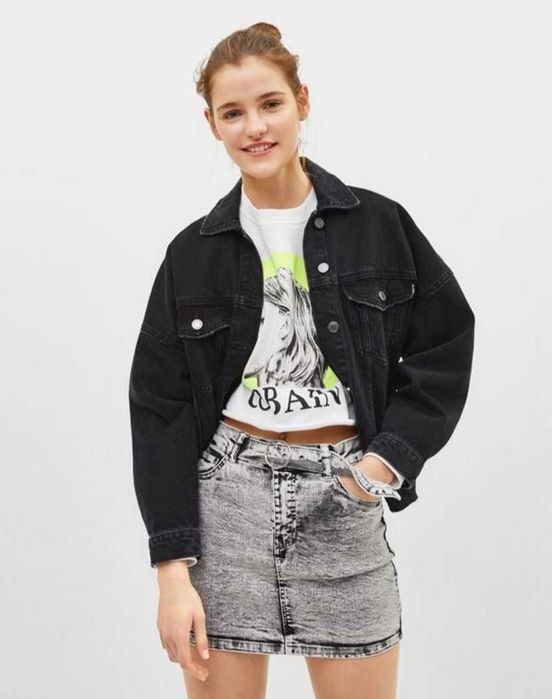 Жіноча спідниця джинсова сіра bershka xs-s Женская джинсовая юбка сера