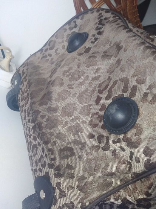 Mala viagem trolley padrão leopardo 50x25cm