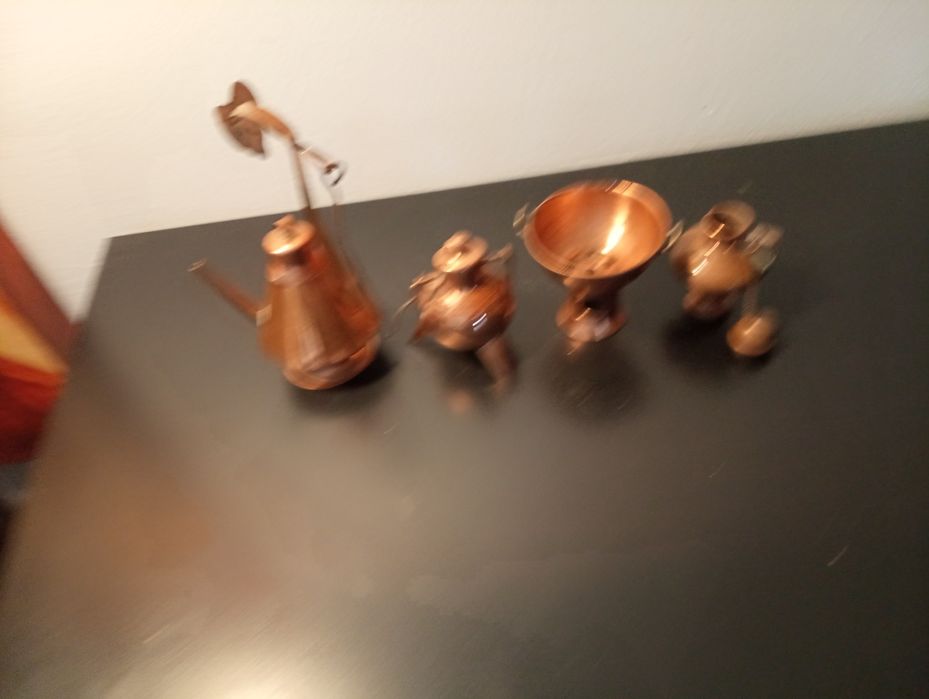4 Miniaturas em cobre	Lamparina Fogareiro 2 potes 	Vintage	Rustico*
