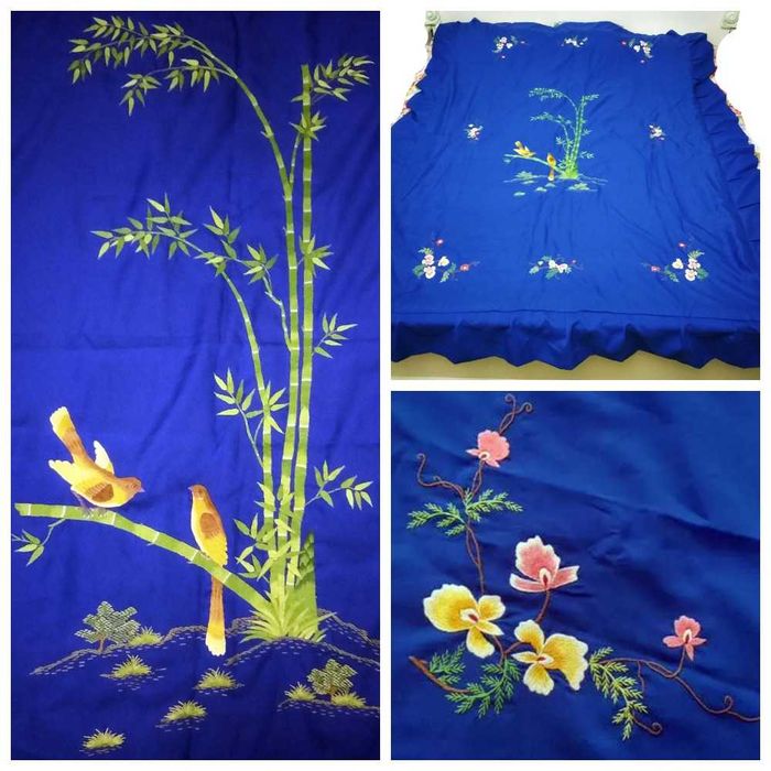 Покрывало на кровать синего цвета 200Х140см(без учета оборки) ковдра