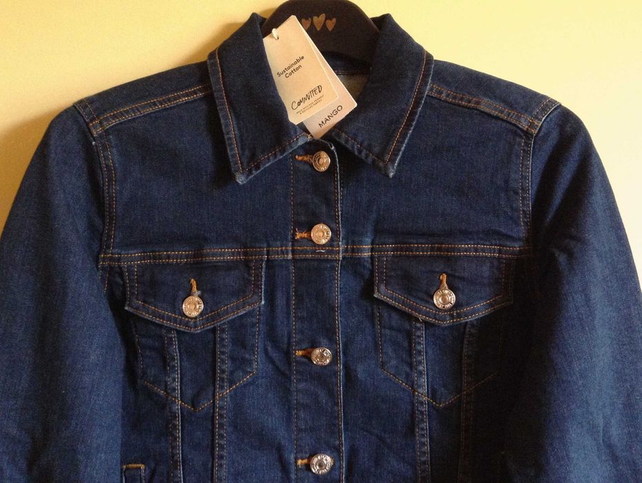 Джинсовая куртка джинсовка темно-синяя Mango