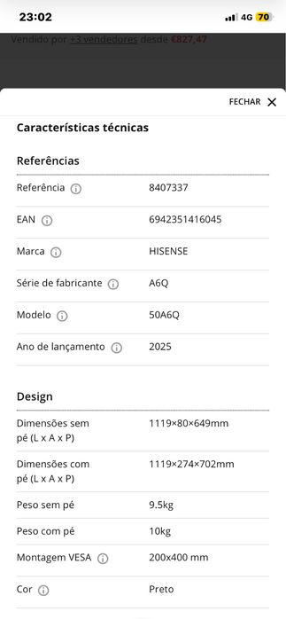 TV HISENSE 50A6Q (LED - 50"' - 126 cm - 4k Ultra HD - Smart TV)