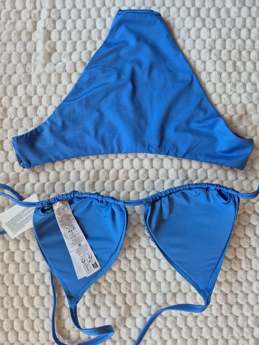 Calzedonia L 85B/80C/75D, 4 glowing surface delicate blue z cekinami Cannes błękitny figi  niebieski cekiny