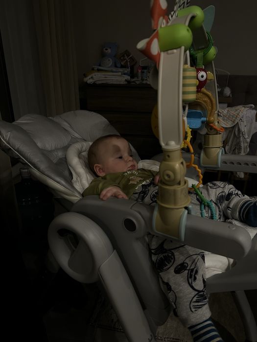 Дитячий стільчик для годування Chicco Polly з посудом