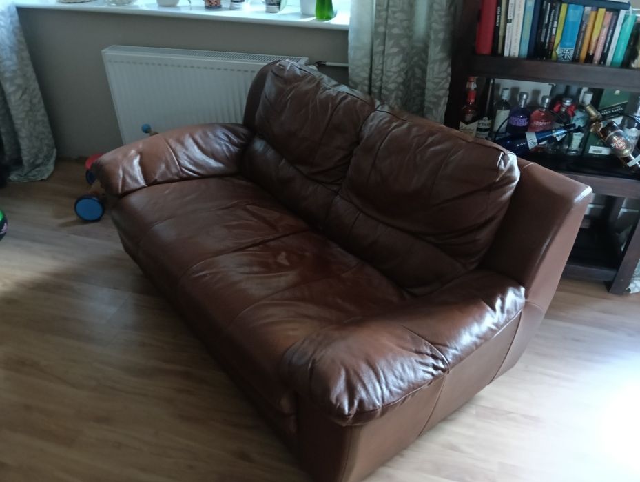 sofa skóra brąz 180cm