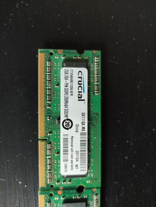 Продам память для ноутбука(б/у)Crucial SODIMM DDR3 2* 2Gb 1333MHz PC