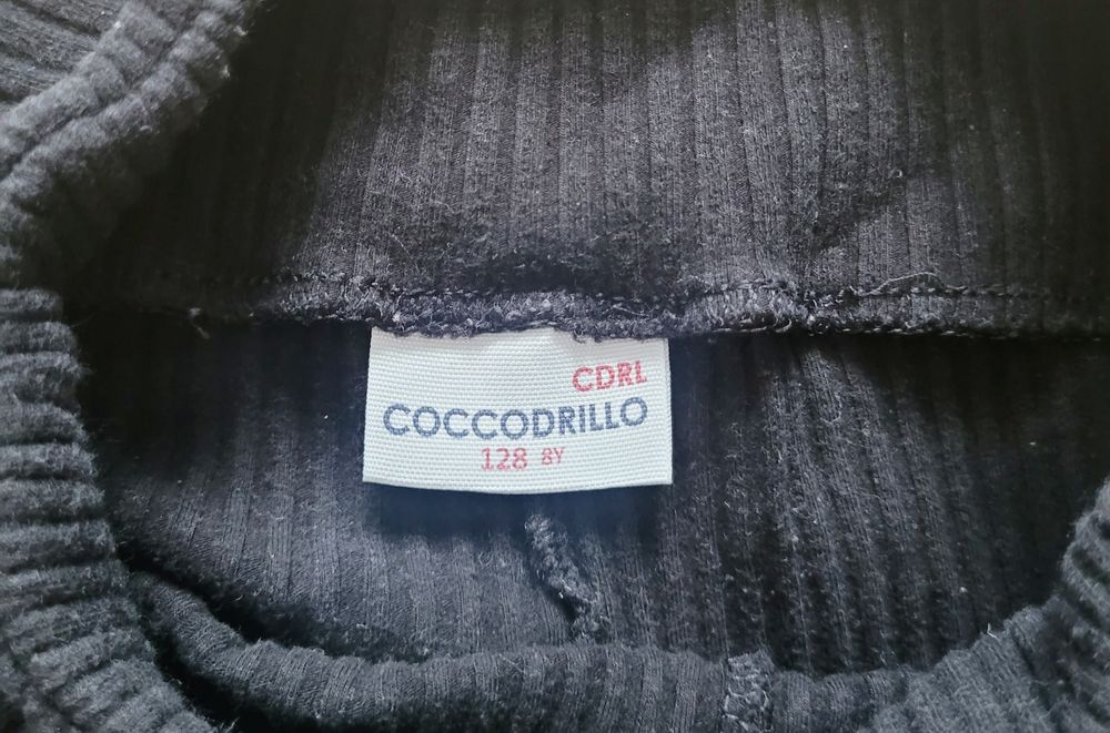 Spodnie dzwony 128 Coccodrillo czarne prążkowane