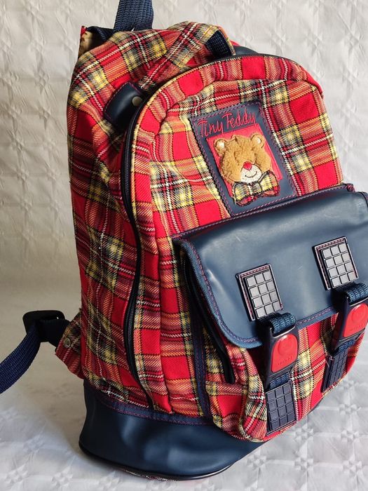 Mochila Xadrez com patch de ursinho64586344285569122