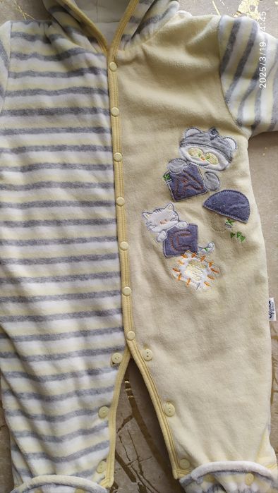 Kombinezon wiosenny  jesienny żółty w szare paski, r. 68, Gleeck