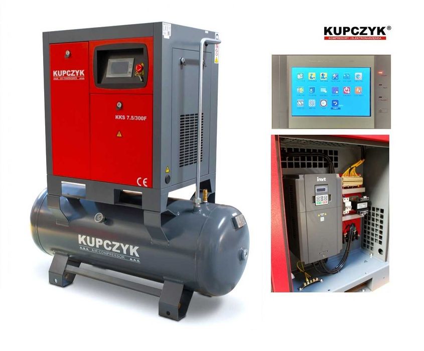 Kompresor Śrubowy 5,5kw Zbiornik 270 L.wydajność 310-850 l/min Kupczyk