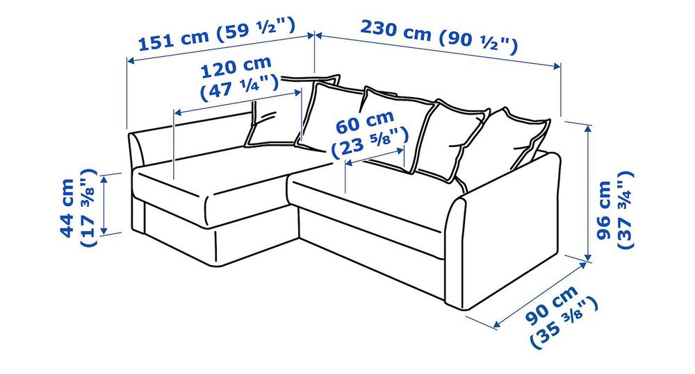 Sofa Narożnik z funkcją spania,borgunda ciemnoszary Holmsund Ikea