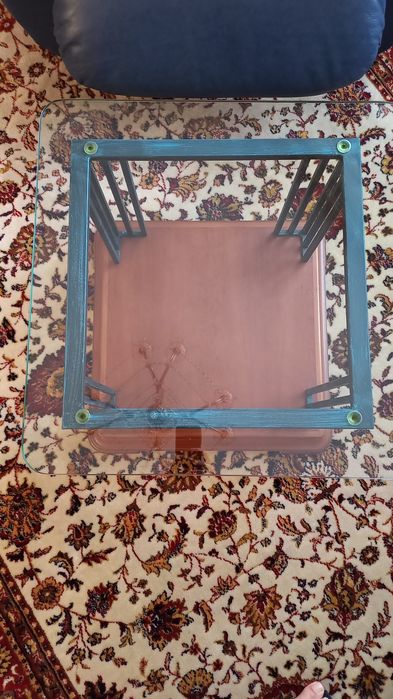 Mesa Centro Decorativa Quadrada Tampo Vidro