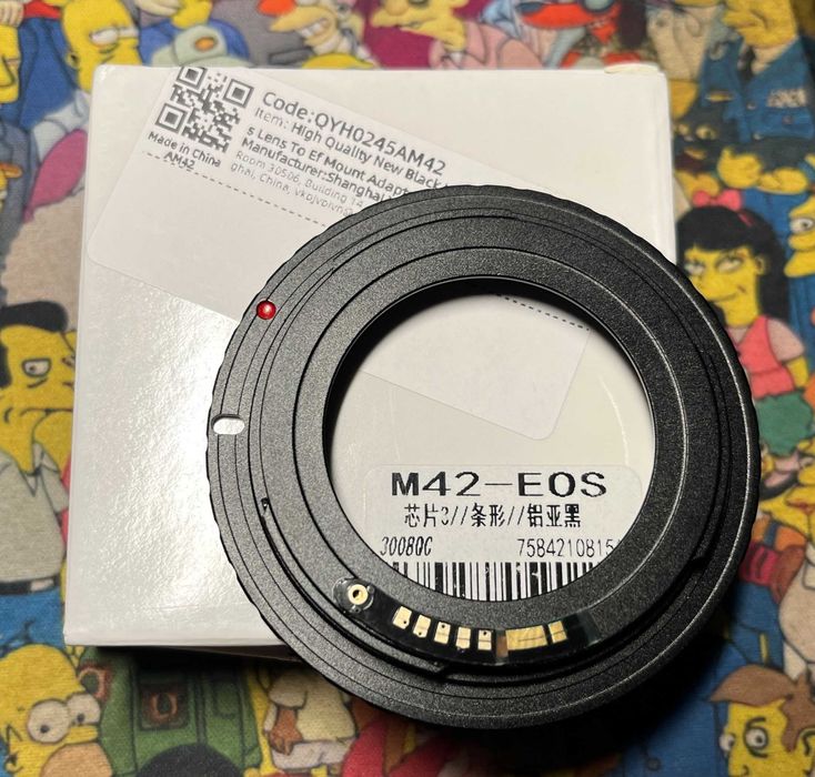 Адаптер перехідник М42 на Canon EF (EF-S) камеру з чіпом