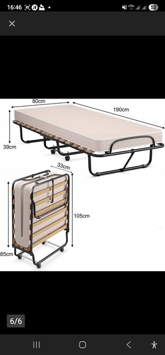 Metalowe łóżko składanne